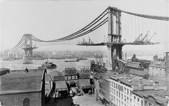 曼哈頓大橋，1909年，美國 桌布 圖片