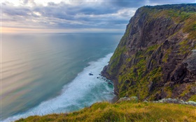 美世懸崖，海，雲，黃昏，新西蘭懷卡托 高清桌布