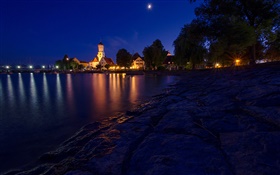 晚上，房子，燈，博登湖，巴伐利亞，德國