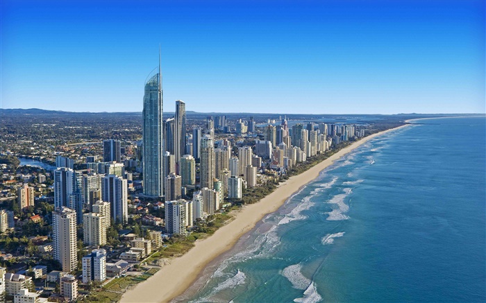 昆士蘭州，澳大利亞，城市景觀，海岸，建築物 桌布 圖片