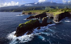 岩石海岸，太平洋，夏威夷毛伊島