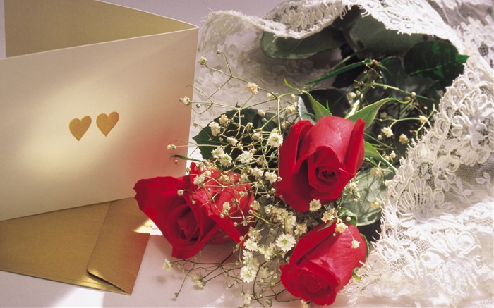 情人節鮮花，紅玫瑰 桌布 圖片