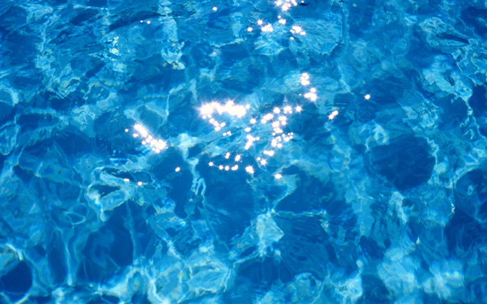 水，背景虛化，藍色，陽光 桌布 圖片