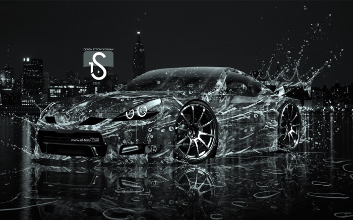 水濺汽車，創意設計，黑色的超級跑車 桌布 圖片
