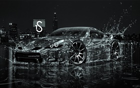 水濺汽車，創意設計，黑色的超級跑車 高清桌布