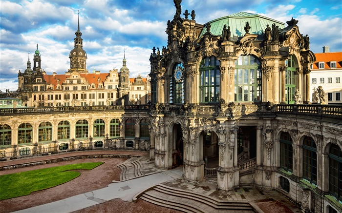 德累斯頓，老城，德國，城市，建築物 桌布 圖片