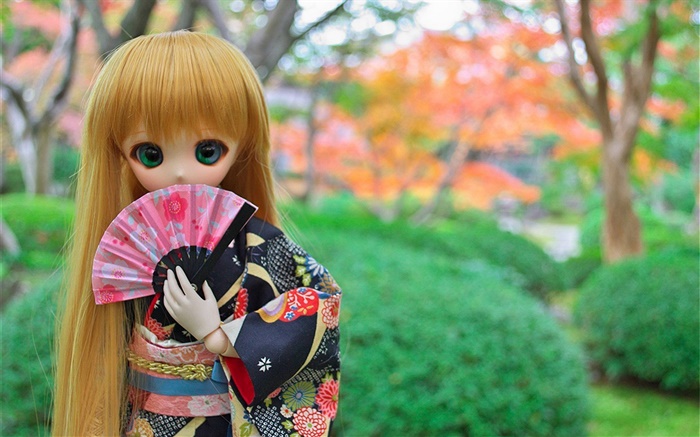 日本玩具的女孩，娃娃，長長的頭髮 桌布 圖片