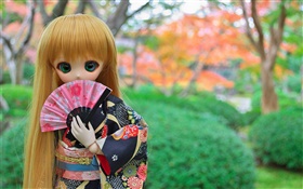 日本玩具的女孩，娃娃，長長的頭髮 高清桌布