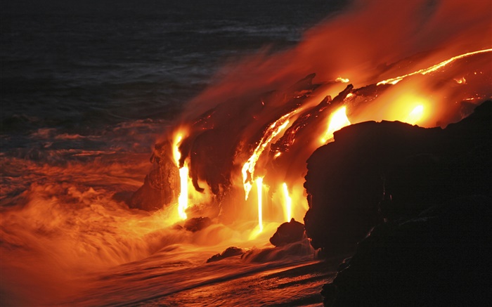基拉韋厄火山熔岩流，夏威夷 桌布 圖片