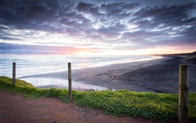 穆里懷海灘，日落，奧克蘭地區，新西蘭 高清桌布
