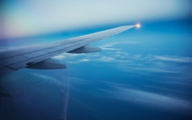 客運飛機，天空，雲，飛機機翼 高清桌布