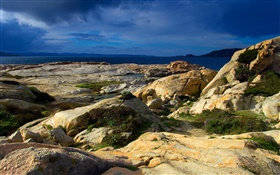 撒丁島岩石，海 高清桌布