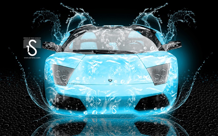 水濺汽車，蘭博基尼，前視圖，創意設計 桌布 圖片
