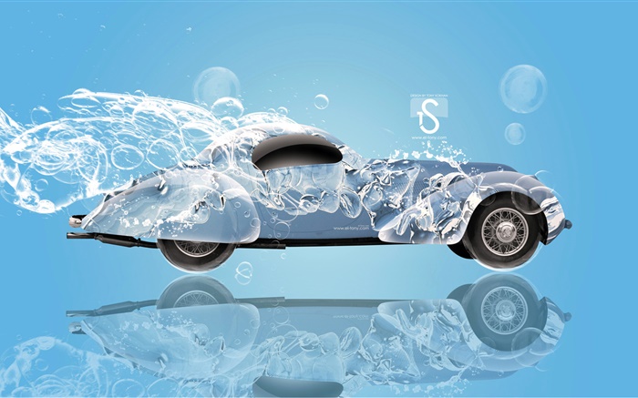 水濺汽車，創意設計，復古車 桌布 圖片
