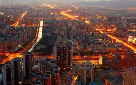 北京，中國，午夜，建築，燈 高清桌布
