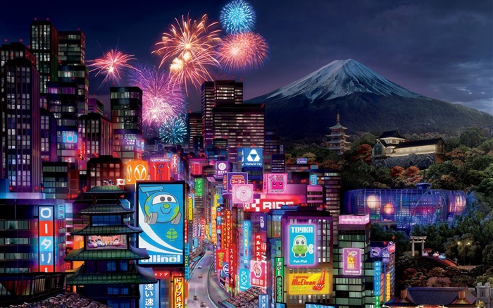 汽車總動員2，東京的城市夜景 桌布 圖片