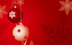聖誕球，紅色背景 高清桌布