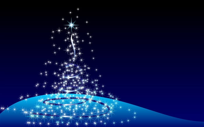 聖誕節的設計，抽象的樹，星星，藍色的背景 桌布 圖片