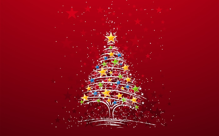 聖誕主題，豐富多彩的星星樹，創意圖片 桌布 圖片