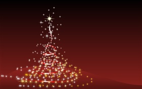 聖誕主題，創意設計，樹，明星，紅色風格 高清桌布