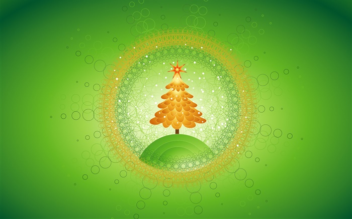 聖誕樹，圓，創意圖片，綠色背景 桌布 圖片