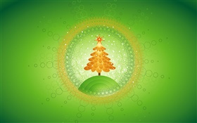 聖誕樹，圓，創意圖片，綠色背景 高清桌布