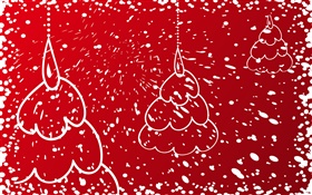 聖誕樹，紅色背景 高清桌布