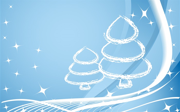 聖誕樹，簡約的風格，明星，淡藍色 桌布 圖片