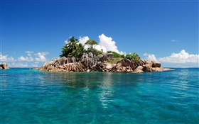 小島，碧海，藍天，塞舌爾島 高清桌布