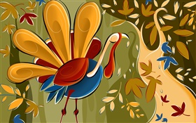 抽象藝術的繪畫，雞，葉子 高清桌布