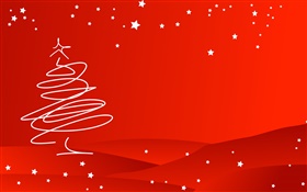 聖誕主題，簡約的風格，樹，紅色的背景 高清桌布