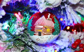 聖誕節，玩具，球，雪，樹枝 高清桌布