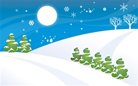 聖誕節，矢量圖片，冬天，雪，樹木 高清桌布
