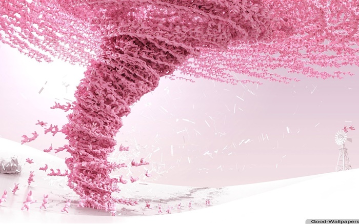 創意設計，粉紅色兔龍捲風 桌布 圖片