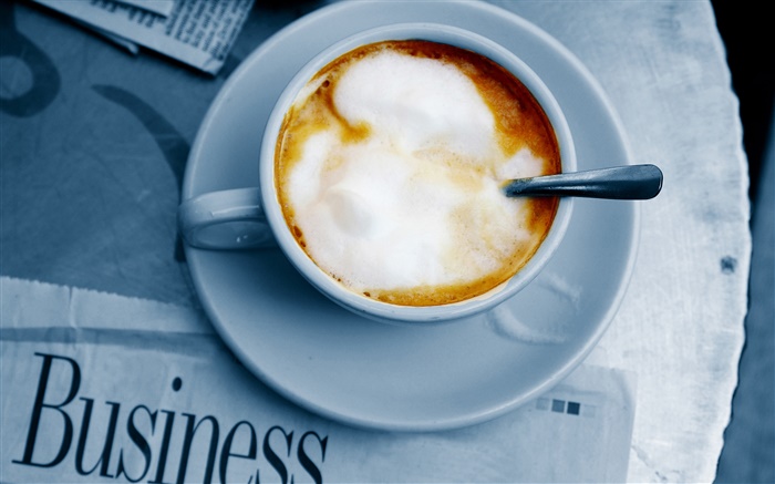 杯，咖啡，報紙 桌布 圖片