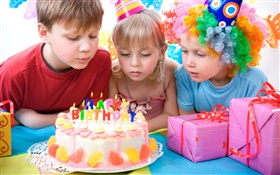 可愛的孩子們，生日慶祝 高清桌布