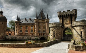 法國，拉克萊特城堡，城堡，塔，門，雲