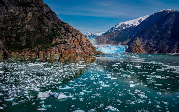 冰川灣國家公園，阿拉斯加，美國，高山，冰川，冰，湖 桌布 圖片