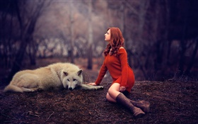 梅利斯，女孩和狼，紅毛衣
