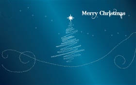 聖誕快樂，創意設計，樹型，星型，藍色背景 高清桌布