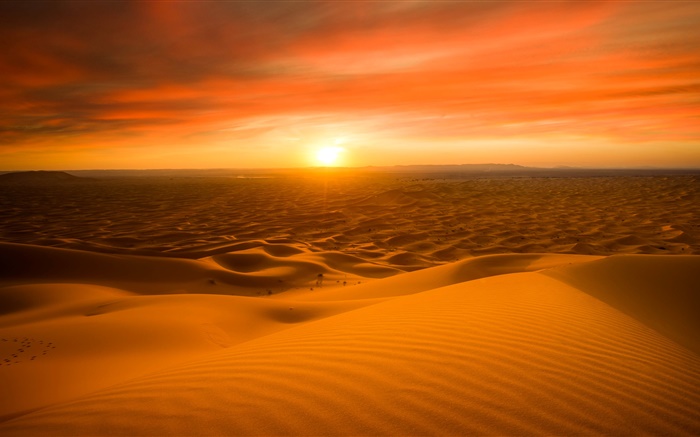 摩洛哥，撒哈拉大沙漠，沙灘，日落 桌布 圖片