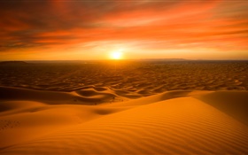 摩洛哥，撒哈拉大沙漠，沙灘，日落 高清桌布