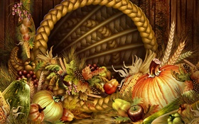 感恩節主題，蔬菜和水果