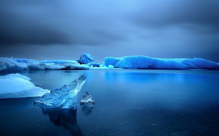 冬天，雪，冰，湖，水，黃昏，藍色 桌布 圖片