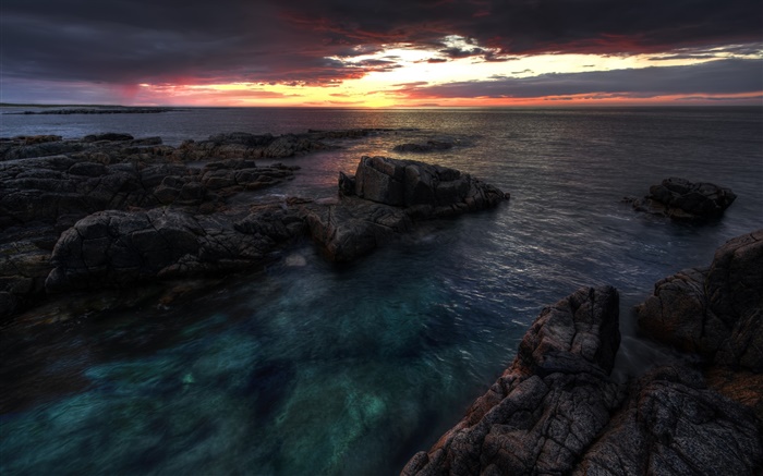多尼戈爾，愛爾蘭，海洋，海岸，黎明，日出，雲海 桌布 圖片