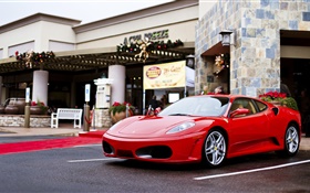 法拉利F430超級跑車紅色，街道 高清桌布