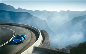 蘭博基尼Aventador LP750-4超級跑車藍色，高速 高清桌布