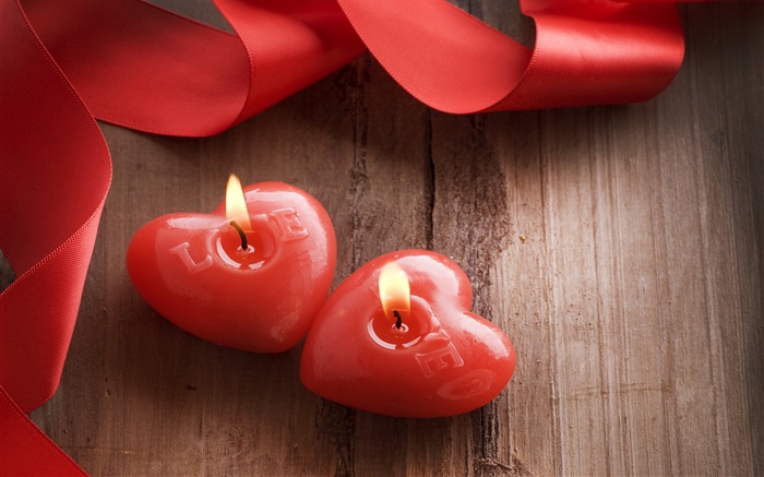 情人節，愛的心，浪漫，蠟燭 桌布 圖片