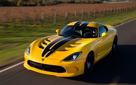 道奇蝰蛇SRT GTS超級跑車黃色 高清桌布