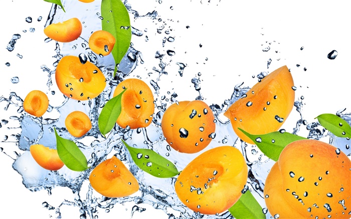 水果，杏，新鮮，水，飛濺 桌布 圖片